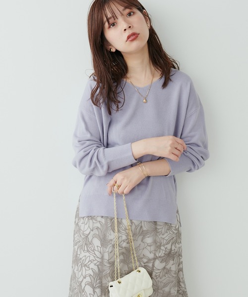 natural couture（ナチュラルクチュール）の「プチプラカシミアタッチVネックニット（ニット/セーター・レディース・グリーン/ブルー系その他/ブラック/チャコールグレー/ボルドー/ベージュ/オフホワイト・FREE）」の18枚目の写真