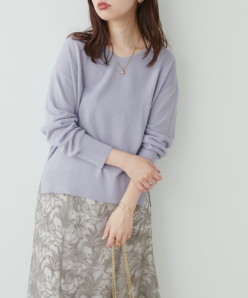 natural couture（ナチュラルクチュール）の「プチプラカシミアタッチVネックニット（ニット/セーター・レディース・グリーン/ブルー系その他/ブラック/チャコールグレー/ボルドー/ベージュ/オフホワイト・FREE）」の19枚目の写真