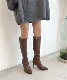 美シルエットポインテッドトゥロングブーツ