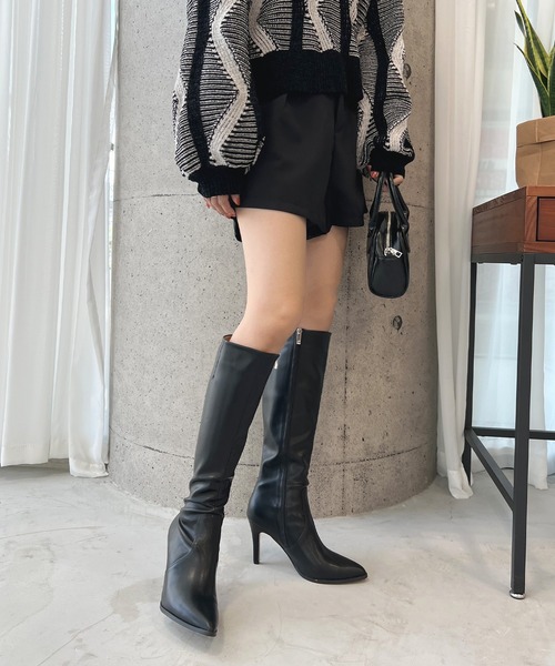 Futier land(フューティアランド)の「美シルエットポインテッドトゥロングブーツ(ブーツ・レディース・ブラウン/アイボリー/ブラック・39/38/36/37/40)」の5枚目の写真