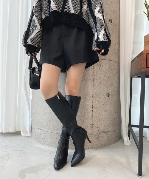 Futier land(フューティアランド)の「美シルエットポインテッドトゥロングブーツ(ブーツ・レディース・ブラウン/アイボリー/ブラック・39/38/36/37/40)」の8枚目の写真