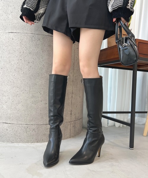 Futier land(フューティアランド)の「美シルエットポインテッドトゥロングブーツ(ブーツ・レディース・ブラウン/アイボリー/ブラック・39/38/36/37/40)」の11枚目の写真