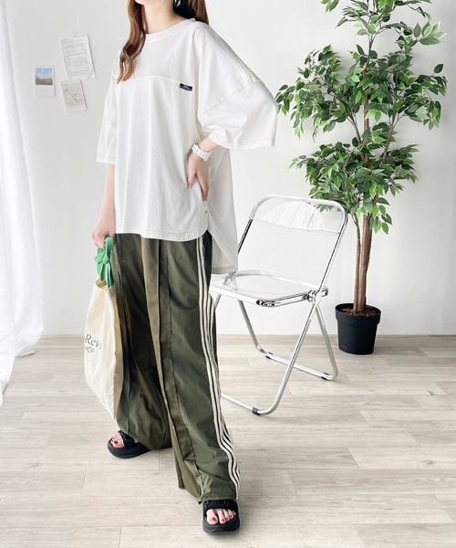 Java（ジャバ）の「【JaVaコラボ】ユニセックスで着れちゃう。コットン100% フットボール オーバーサイズ シンプル半袖プルオーバー（Tシャツ/カットソー・レディース・オートミール/グリーン/ブラック/オフホワイト・X-LARGE/SMALL/MEDIUM/LARGE）」の5枚目の写真