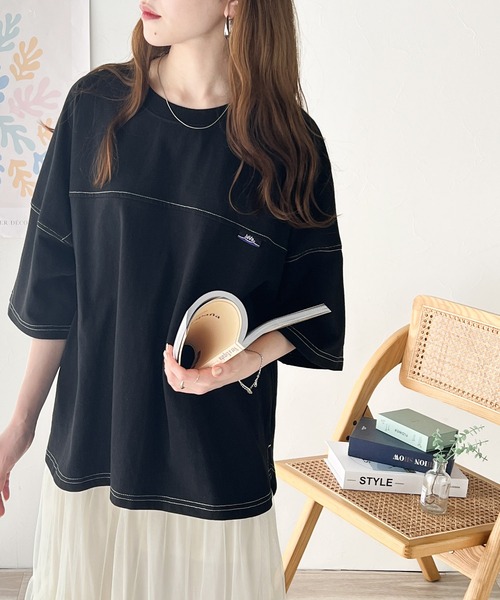 Java（ジャバ）の「【JaVaコラボ】ユニセックスで着れちゃう。コットン100% フットボール オーバーサイズ シンプル半袖プルオーバー（Tシャツ/カットソー・レディース・オートミール/グリーン/ブラック/オフホワイト・X-LARGE/SMALL/MEDIUM/LARGE）」の8枚目の写真