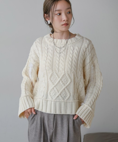 Bab(バブ)の「ラビットファーショートニット(ニット/セーター・レディース・オフホワイト/ライトグレー/ベージュ・FREE)」の10枚目の写真