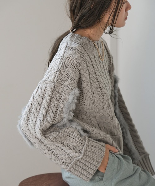 Bab(バブ)の「ラビットファーショートニット(ニット/セーター・レディース・オフホワイト/ライトグレー/ベージュ・FREE)」の15枚目の写真