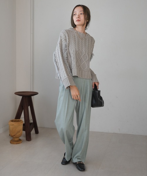 Bab(バブ)の「ラビットファーショートニット(ニット/セーター・レディース・オフホワイト/ライトグレー/ベージュ・FREE)」の16枚目の写真