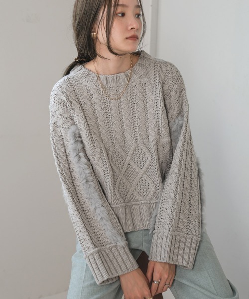 Bab(バブ)の「ラビットファーショートニット(ニット/セーター・レディース・オフホワイト/ライトグレー/ベージュ・FREE)」の18枚目の写真