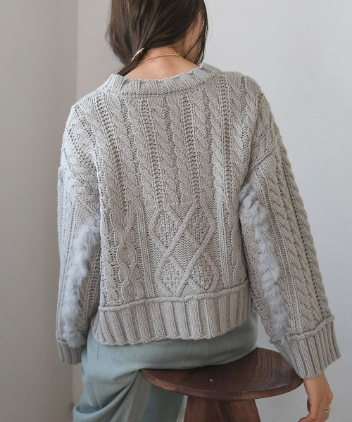 Bab(バブ)の「ラビットファーショートニット(ニット/セーター・レディース・オフホワイト/ライトグレー/ベージュ・FREE)」の20枚目の写真