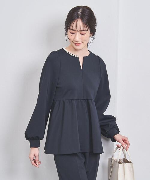 極美品✨ユナイテッドアローズSPONGY ペプラム ブラウス　ネイビー　38 SPONGY ペプラム ブラウス