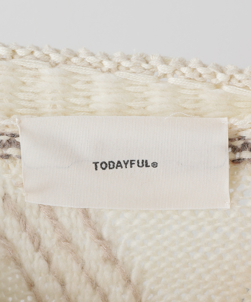 TODAYFUL◆ニット・セーター(厚手)/FREE/コットン/12320527/23AW/Geometric Hand Knit TODAYFUL（トゥデイフル）の「【TODAYFUL / トゥデイフル