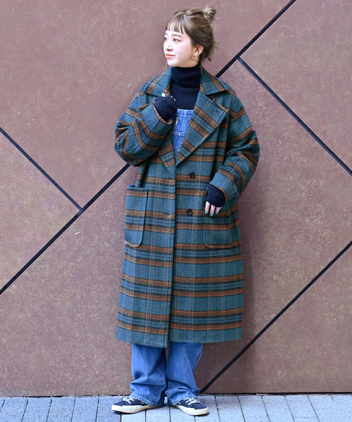 B.C STOCK（ベーセーストック）の「シャギーロングコート（チェスターコート・レディース・グリーン/ブラウン/ブルー・FREE）」の3枚目の写真