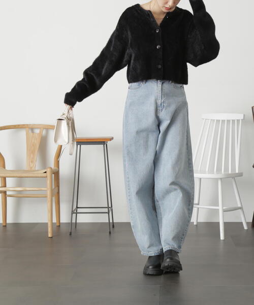 FREE'S MART（フリーズマート）の「◇前後2WAYショートシャギーショート丈ニット（カーディガン/ボレロ・レディース・ホワイト/ブラック/ブルー/ピンク・FREE）」の9枚目の写真