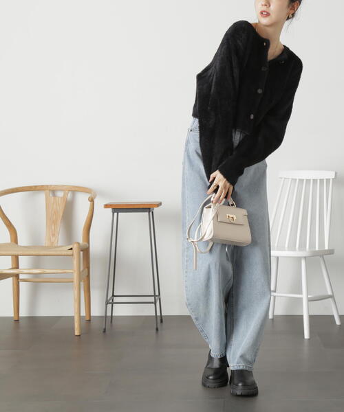 FREE'S MART（フリーズマート）の「◇前後2WAYショートシャギーショート丈ニット（カーディガン/ボレロ・レディース・ホワイト/ブラック/ブルー/ピンク・FREE）」の10枚目の写真