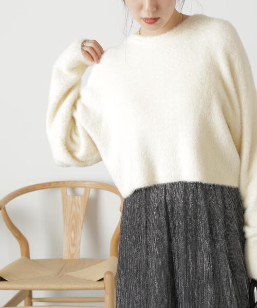 FREE'S MART（フリーズマート）の「◇前後2WAYショートシャギーショート丈ニット（カーディガン/ボレロ・レディース・ホワイト/ブラック/ブルー/ピンク・FREE）」の19枚目の写真