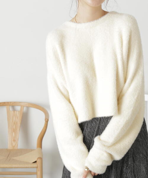 FREE'S MART（フリーズマート）の「◇前後2WAYショートシャギーショート丈ニット（カーディガン/ボレロ・レディース・ホワイト/ブラック/ブルー/ピンク・FREE）」の20枚目の写真