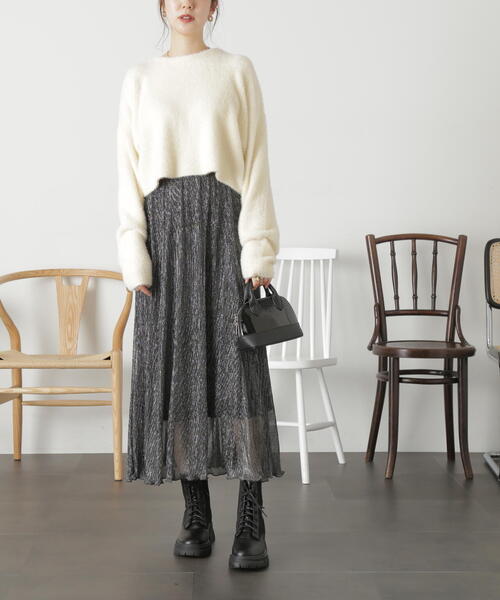 FREE'S MART（フリーズマート）の「◇前後2WAYショートシャギーショート丈ニット（カーディガン/ボレロ・レディース・ホワイト/ブラック/ブルー/ピンク・FREE）」の21枚目の写真