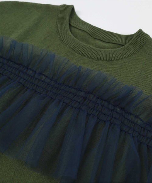 miette(ミエット)の「チュールフリルトップス(Tシャツ/カットソー・レディース・カーキ/ブラック/オフホワイト・FREE)」の5枚目の写真