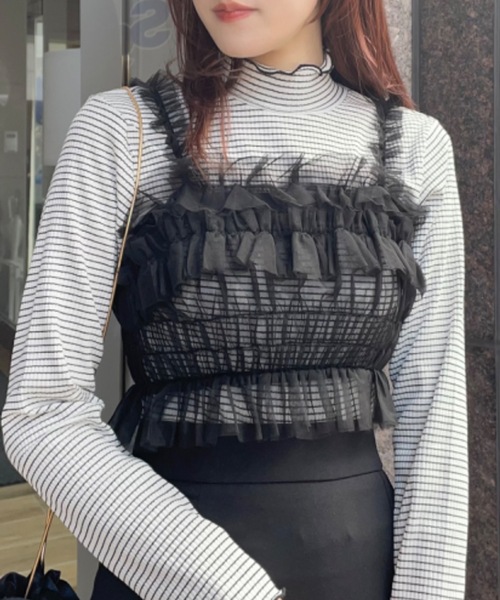 one way(ワンウェイ)の「シアーチュールキャミビスチェ(Tシャツ/カットソー・レディース・ブラック/グレー/ホワイト/ピンク・FREE)」の21枚目の写真