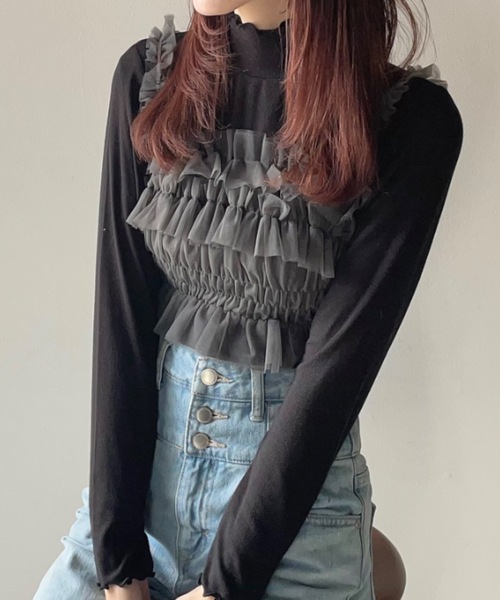 one way(ワンウェイ)の「シアーチュールキャミビスチェ(Tシャツ/カットソー・レディース・ブラック/グレー/ホワイト/ピンク・FREE)」の13枚目の写真