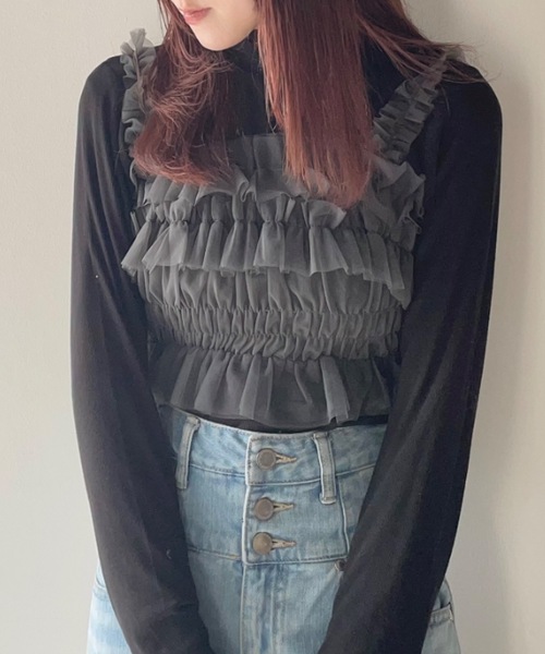 one way(ワンウェイ)の「シアーチュールキャミビスチェ(Tシャツ/カットソー・レディース・ブラック/グレー/ホワイト/ピンク・FREE)」の12枚目の写真