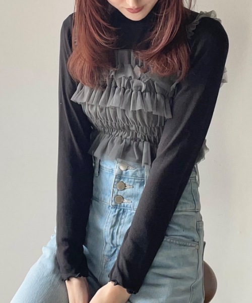 one way(ワンウェイ)の「シアーチュールキャミビスチェ(Tシャツ/カットソー・レディース・ブラック/グレー/ホワイト/ピンク・FREE)」の14枚目の写真