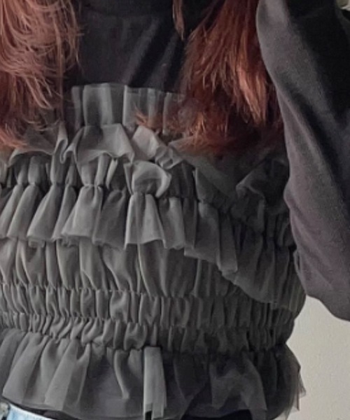 one way(ワンウェイ)の「シアーチュールキャミビスチェ(Tシャツ/カットソー・レディース・ブラック/グレー/ホワイト/ピンク・FREE)」の8枚目の写真