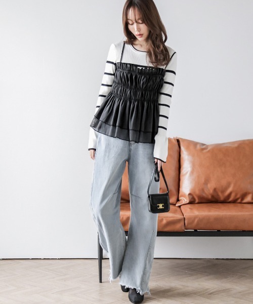 AMELY(エミリー)の「バックリボンキャミソール(キャミソール・レディース・グレー/ブラック・フリー)」の3枚目の写真