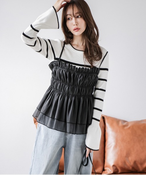 AMELY(エミリー)の「バックリボンキャミソール(キャミソール・レディース・グレー/ブラック・フリー)」の4枚目の写真