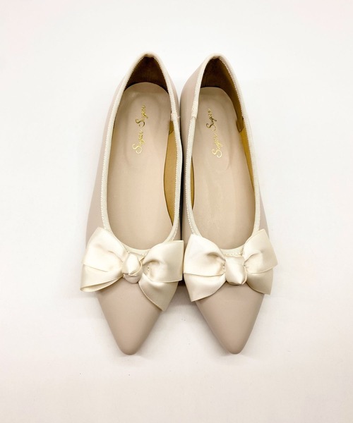 Sugar Sugar（シュガーシュガー）の「【SUGAR SUGARシュガーシュガー】ポインテッドリボンフラットパンプス（パンプス・レディース・アイボリー/ブラック/ブラック系その他・S/M/L/LL）」の5枚目の写真