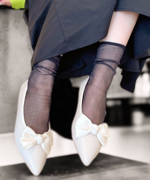 Sugar Sugar（シュガーシュガー）の「【SUGAR SUGARシュガーシュガー】ポインテッドリボンフラットパンプス（パンプス・レディース・アイボリー/ブラック/ブラック系その他・S/M/L/LL）」の9枚目の写真