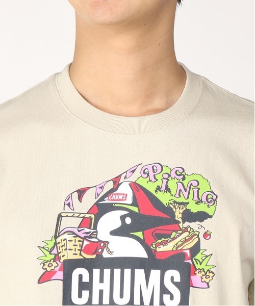 CHUMS(チャムス)の「CHUMS/チャムス Tシャツ 半袖 ブービーバード ピクニックモチーフ フロントプリント クルーネック CH01-2347(Tシャツ/カットソー・メンズ・ベージュ/ホワイト/レッド/ブルー/ブラック・2XL/XL/L/M)」の19枚目の写真