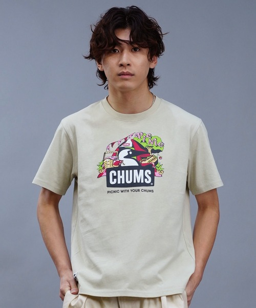 CHUMS(チャムス)の「CHUMS/チャムス Tシャツ 半袖 ブービーバード ピクニックモチーフ フロントプリント クルーネック CH01-2347(Tシャツ/カットソー・メンズ・ベージュ/ホワイト/レッド/ブルー/ブラック・2XL/XL/L/M)」の8枚目の写真