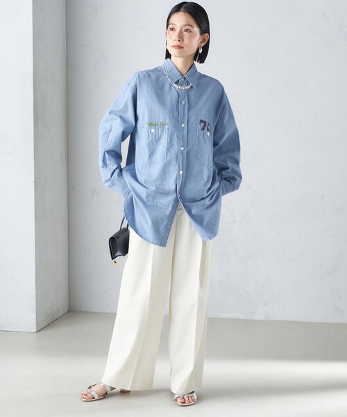 SHIPS - 未使用 SHIPS シップス デニムフリルブラウス バンドカラー