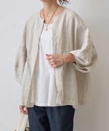 BEARDSLEY | 袖ぷっくりリネンシアージャケット(ノーカラージャケット)