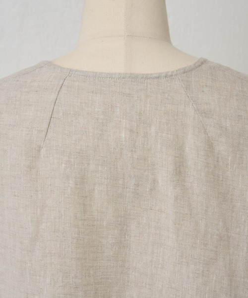 BEARDSLEY（ビアズリー）の「袖ぷっくりリネンシアージャケット（ノーカラージャケット・レディース・ベージュ/ブラック・FREE）」の8枚目の写真