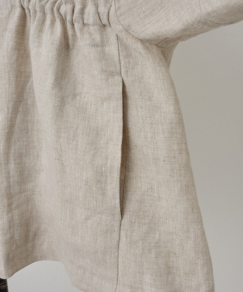 BEARDSLEY（ビアズリー）の「袖ぷっくりリネンシアージャケット（ノーカラージャケット・レディース・ベージュ/ブラック・FREE）」の3枚目の写真