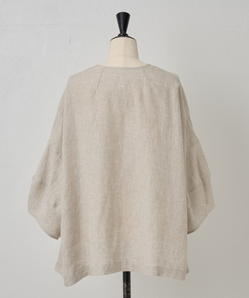 BEARDSLEY（ビアズリー）の「袖ぷっくりリネンシアージャケット（ノーカラージャケット・レディース・ベージュ/ブラック・FREE）」の17枚目の写真