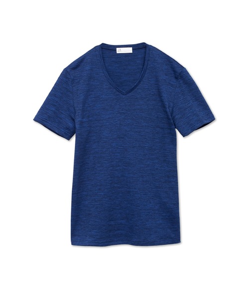 TORNADO MART(トルネードマート)の「ZERO by TORNADO MART∴ABSかすれ千鳥JQ半袖Vネックカットソー(Tシャツ/カットソー・メンズ・アイボリー/パープル系その他/ネイビー・M/L/LL)」の2枚目の写真