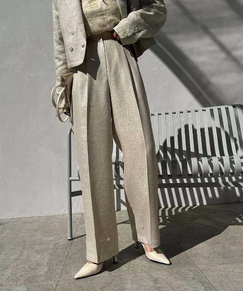 WILLFULLY（ウィルフリー）の「lame linen twill 2tuck hem belt PT 