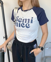 ロゴサイドドロストラグランクロップド丈半袖チビTシャツ