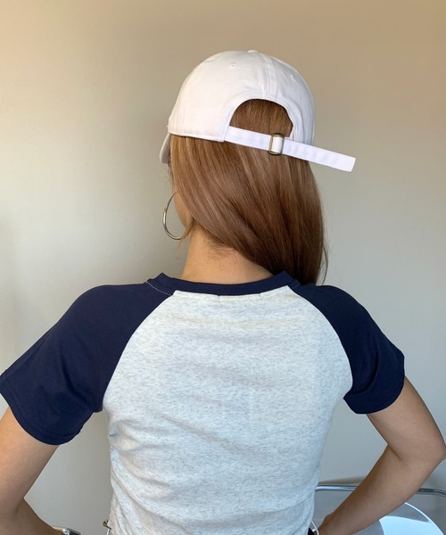 non-hedge(ノンヘッジ)の「ロゴサイドドロストラグランクロップド丈半袖チビTシャツ(Tシャツ/カットソー・レディース・ブラック/レッド/ネイビー・FREE)」の13枚目の写真