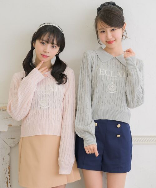 セール】ロゴ刺繍ケーブルNTPO（ニット/セーター）｜ems excite