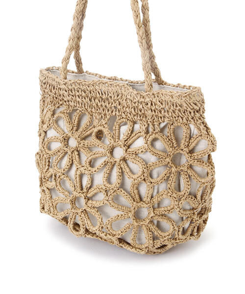 N.(N. Natural Beauty Basic)(エヌエヌナチュラルビューティーベーシック)の「◆透かし編みペーパートートバッグ(トートバッグ・レディース・ベージュ/イエロー・フリ-)」の13枚目の写真