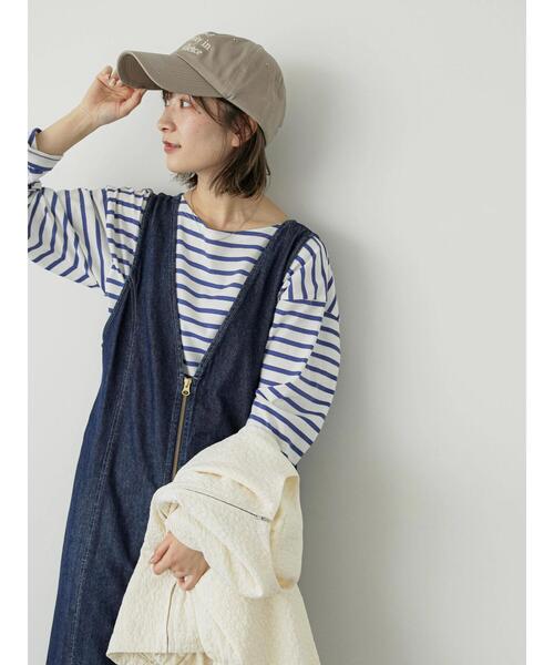 Samansa Mos2 blue(サマンサモスモスブルー)の「ボーダーロンT(Tシャツ/カットソー・レディース・ピンク/グリーン/ブルー/オフホワイト/グレー・F)」の5枚目の写真