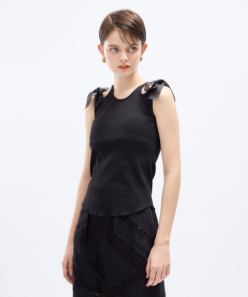 DEICY（デイシー）の「カットアウトリボンカットソー（Tシャツ/カットソー・レディース・ブラック/ライトベージュ・FREE）」の8枚目の写真