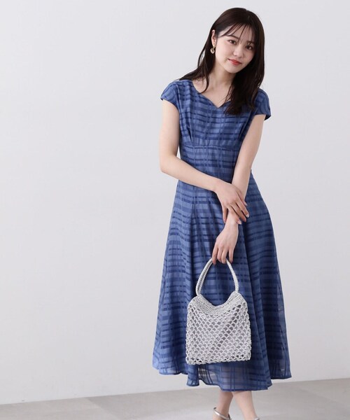 シアーチェックフレンチスリーブワンピース / 1214140413 シアーチェックフレンチスリーブワンピース | PROPORTION BODY