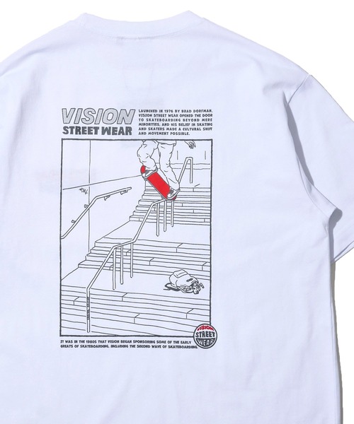VISION STREET WEAR(ヴィジョンストリートウェア)の「【VISION STREET WEAR】オリジナルグラフィック スクエアイラストプリントTシャツ / バックプリント(Tシャツ/カットソー・レディース・ホワイト/ライトグレー/ブラック・MEDIUM/LARGE/X-LARGE)」の2枚目の写真