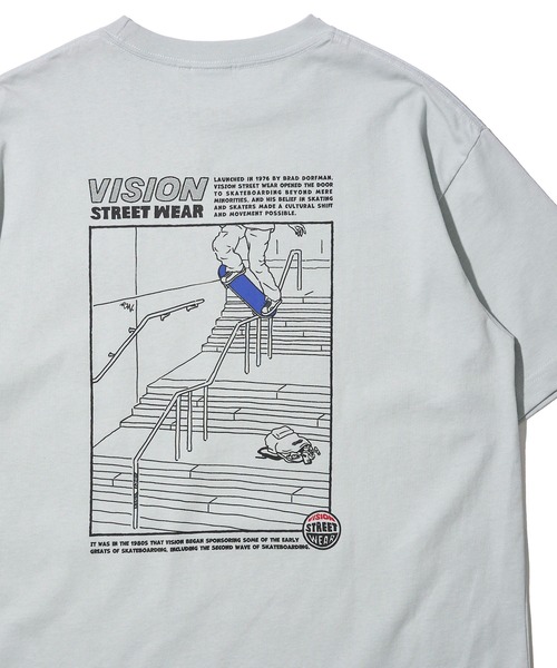 VISION STREET WEAR(ヴィジョンストリートウェア)の「【VISION STREET WEAR】オリジナルグラフィック スクエアイラストプリントTシャツ / バックプリント(Tシャツ/カットソー・レディース・ホワイト/ライトグレー/ブラック・MEDIUM/LARGE/X-LARGE)」の3枚目の写真