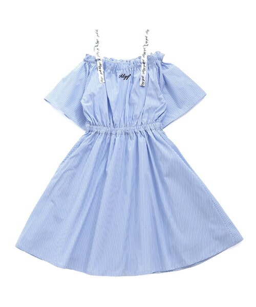 algy（アルジー）の「オフショル風肩りぼんワンピ（ワンピース・キッズ・ベージュ/ブラック/サックスブルー・X-SMALL/MEDIUM/SMALL/XX-SMALL）」の3枚目の写真